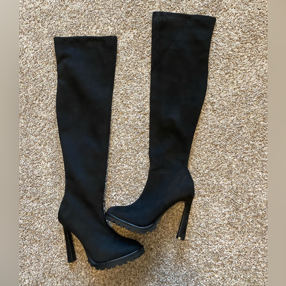JLo Coblin Over the Knee Black Suede Boots Size 7